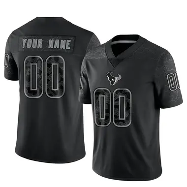 Men's Nike Houston Texans Custom Reflective Jersey - Black Limited