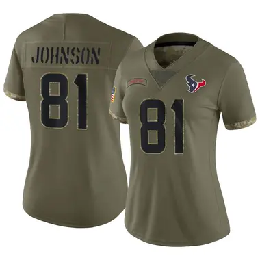 Women's Nike Houston Texans Andre Johnson 2022 Salute To Service Jersey - Olive Limited