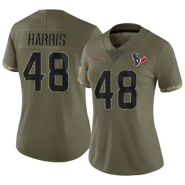 Women's Nike Houston Texans Christian Harris 2022 Salute To Service Jersey - Olive Limited