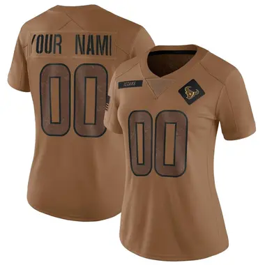 Women's Nike Houston Texans Custom 2023 Salute To Service Jersey - Brown Limited